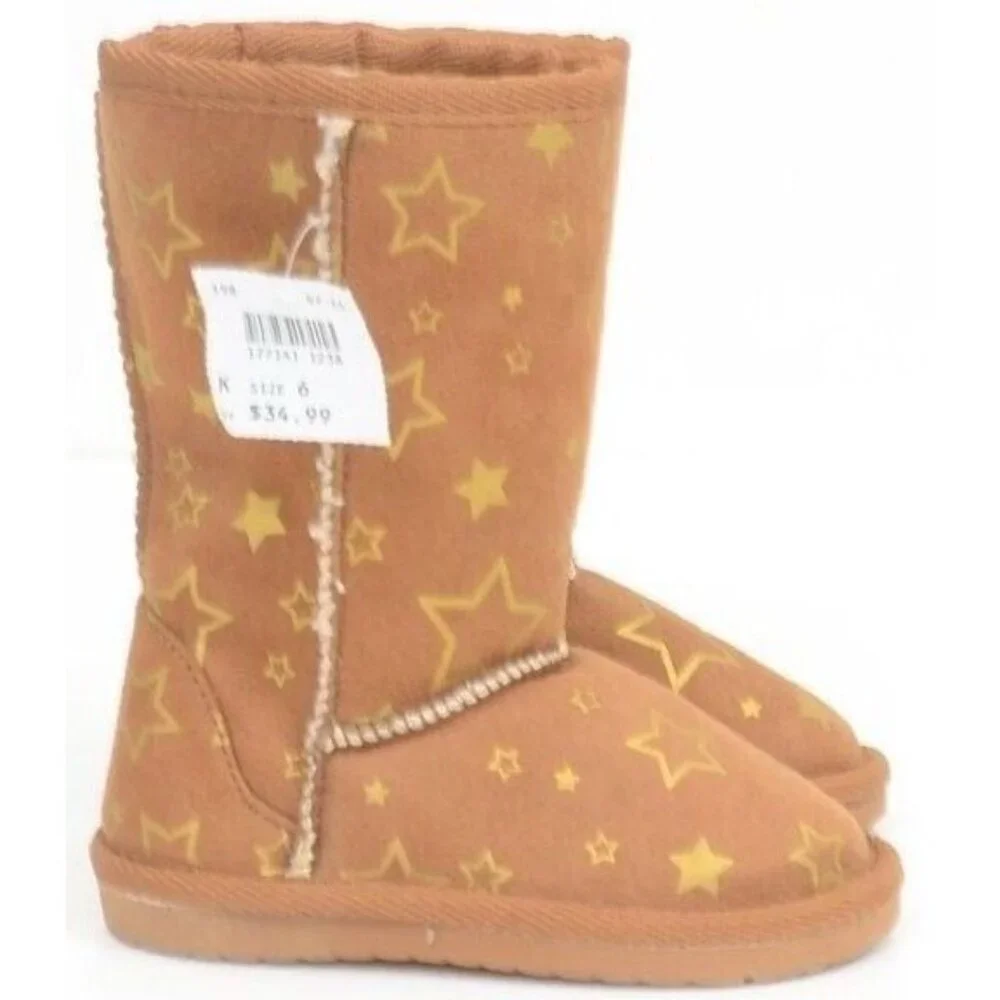 Airwalk Cognac Girls' Emma Star Cozy‎ Toddler Shearling Boot Size 6 Warm Winter